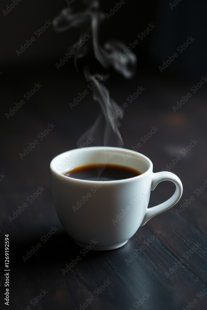 Steaming cup of dark coffee on a wooden table, inviting warmth and aromatic pleasure in simplicity. Steaming cup of dark coffee on a wooden table, inviting warmth and aromatic pleasure in simplicity.