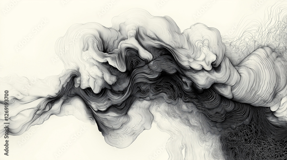 Fototapeta premium Smoke Line Art with Intricate Drawings on Light Pastel Background