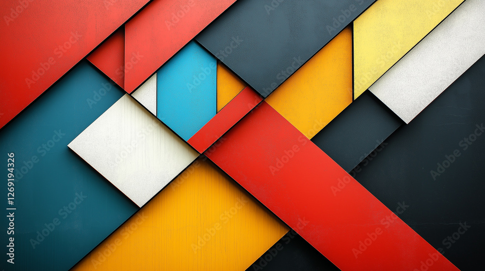 Geometric Abstraction with Bold Shapes on Solid Color Background Geometric Abstraction with Bold Shapes on Solid Color Background