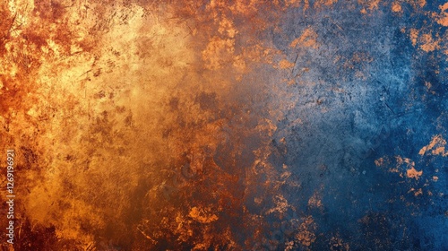Abstract textured surface with gradient hues of metallic gold and blue