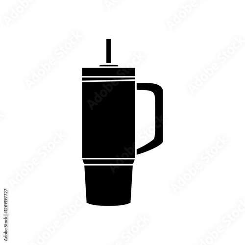 Vacuum Insulated Tumbler Black Fill Icon vector illustration. Editable graphic resources for many purposes.