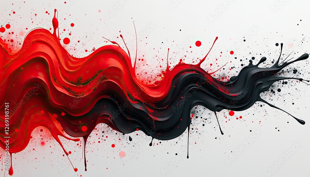 Vibrant Red and Black Abstract Paint Splashes on White Background Dynamic Artistic Contrast. A red and black paint splatter on a white background. Vibrant Red and Black Abstract Paint Splashes on White Background Dynamic Artistic Contrast. A red and black paint splatter on a white background.