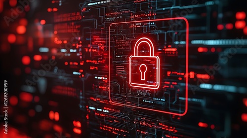 Red Cyber Security Lock Digital Background