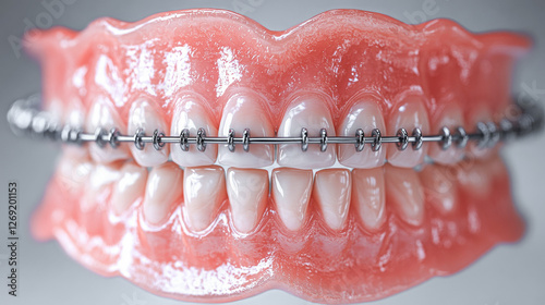 Dental metal braces teeth retainer aligners teaching orthodontics model. Oral Dental Health concepts