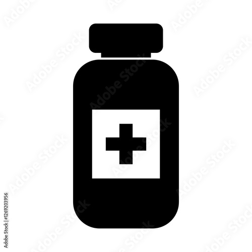 medicine bottle vector icon. Isolated flat vector illustration on white background.