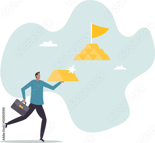 Gold investment, safe haven in financial crisis or wealth management and asset allocation.business concept.flat character.