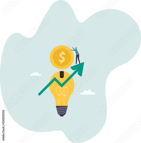 Invest in growth stock, mutual fund or growing money, savings, pension fund or increase return from stock market,business concept.flat character.