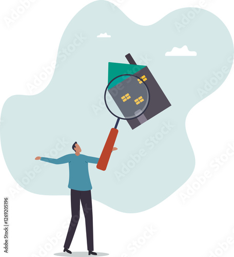 House inspection, home, property and real estate price evaluation, mortgage and loan analysis, search for housing investment.business concept.flat character.