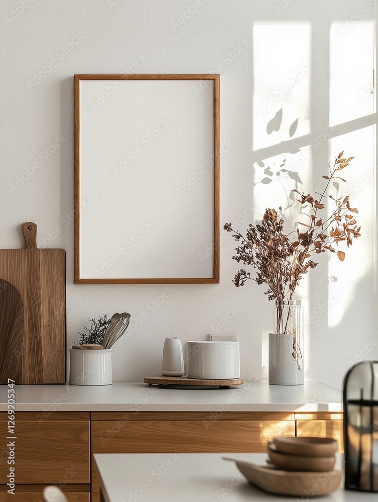 dining area with a blank picture frame, Ideal for interior design, home decor, or lifestyle projects. dining area with a blank picture frame, Ideal for interior design, home decor, or lifestyle projects.