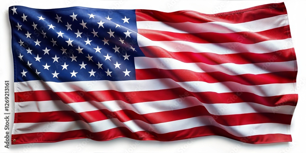 Fototapeta premium A visible and vibrant American flag waving gracefully in the wind.