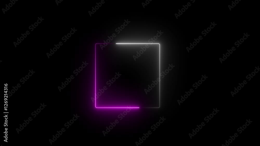 glowing neon light rectangle 4k video animation. glowing neon light rectangle 4k video animation.