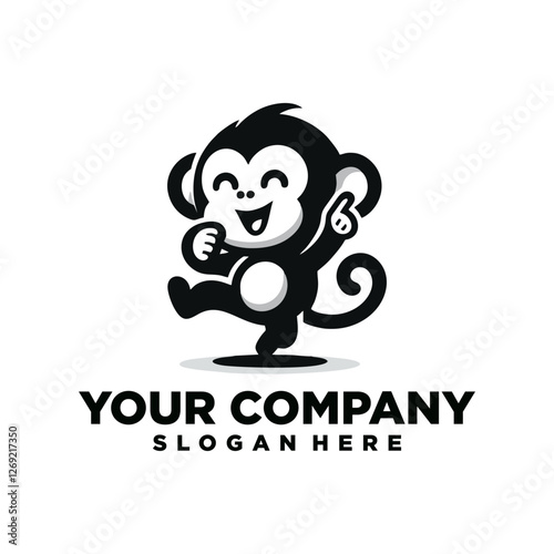 monkey logo design with happy expression
