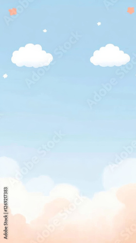 Soft pastel sky with clouds and stars