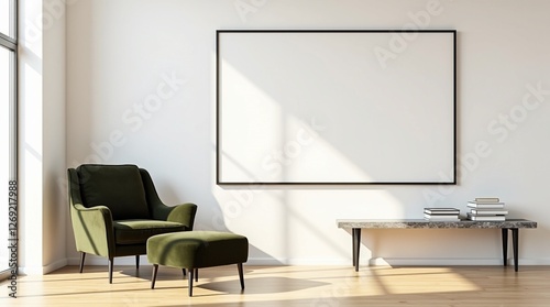Modern Living Room Wall Poster Frame Mockup with Stylish House Interior Background for Creative Design Projects