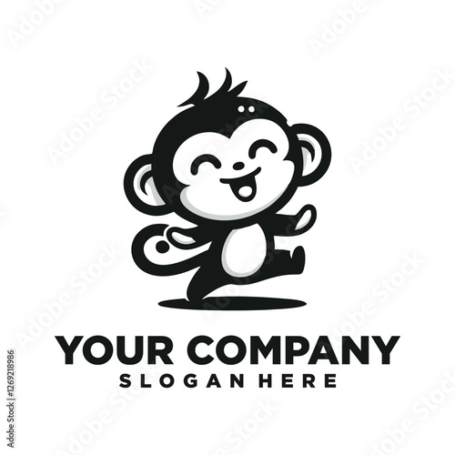 monkey logo design with happy expression