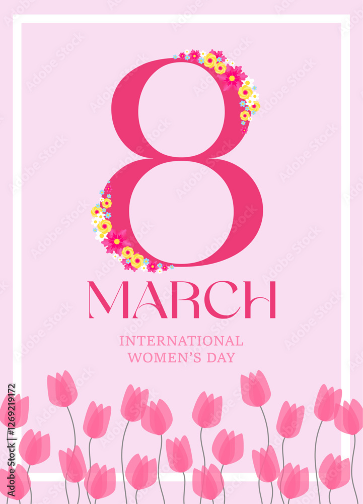 Cute tender card for International Women's Day on March 8 Cute tender card for International Women's Day on March 8