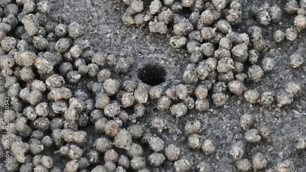 Small sea crabs are eating food. Small sea crabs are eating food.
