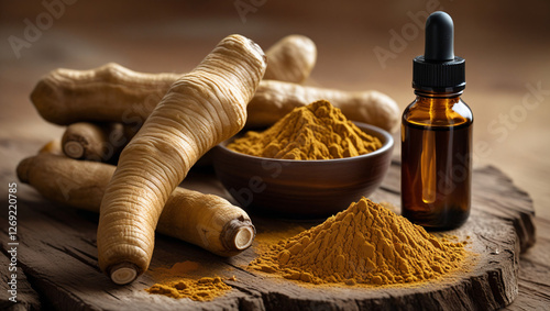 organic maca root extract with powder and herbal supplement for energy and vitality