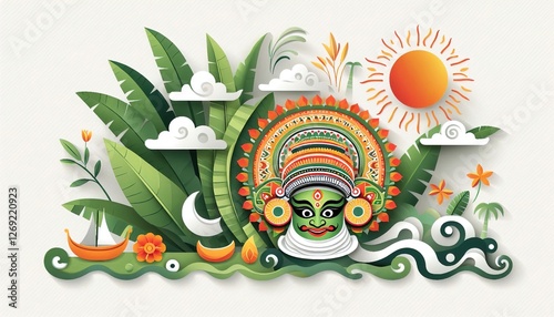 vector illustration of onam. Kerala Onam Greeting Card.