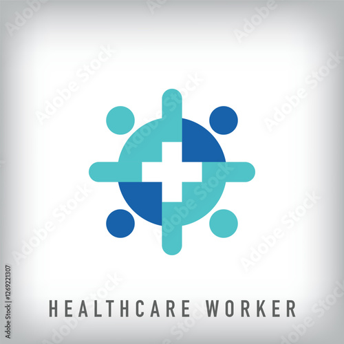 Premium health plus teamwork logo design. Hospital and team company corporate logo template. vector.