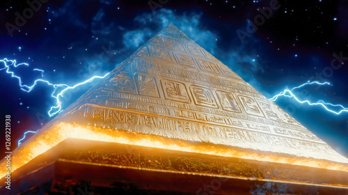 Ancient Pyramid Under Electric Storm: Power and Mystery