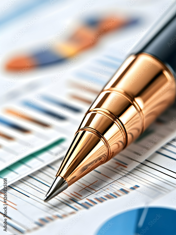 Fototapeta premium Closeup pen on business charts