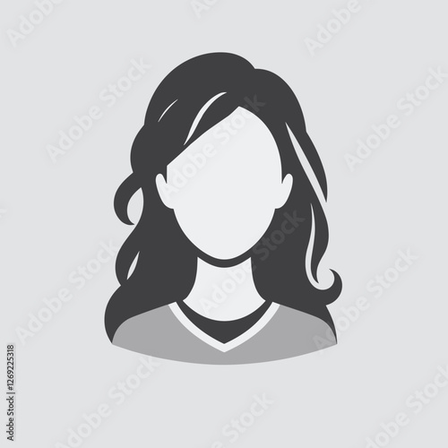 Minimalist Female Avatar Icon in Flat Illustration Style