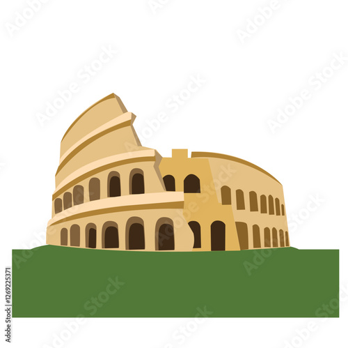 a beautiful summer park with a historic coliseum. 