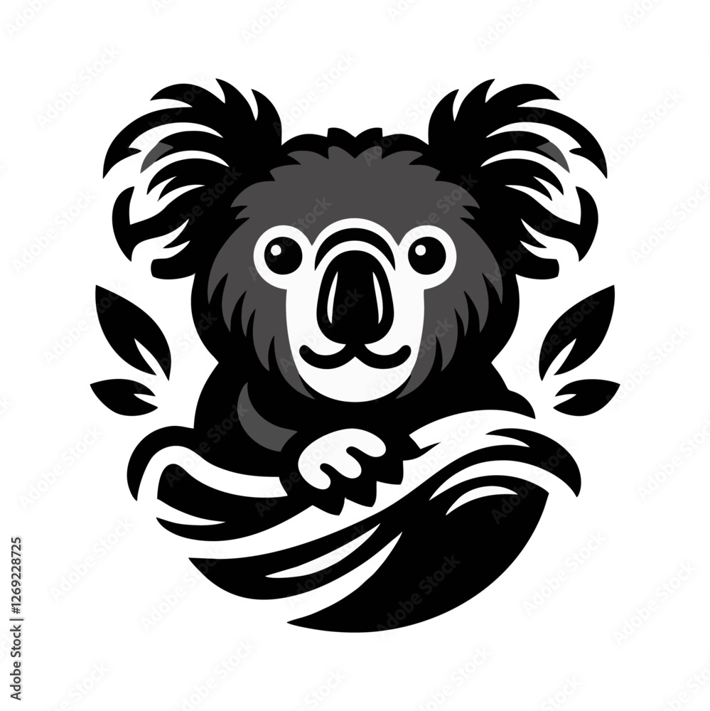 Fototapeta premium logo icon koala animal silhouette black icon on white background