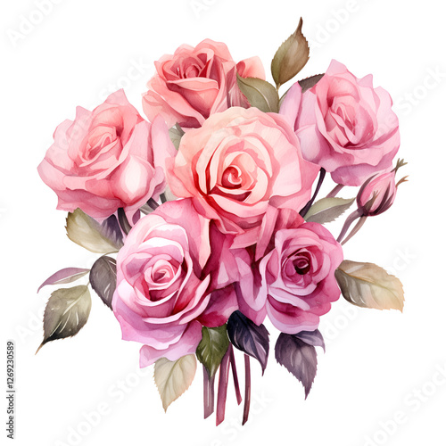 Watercolor clipart bouquet of roses