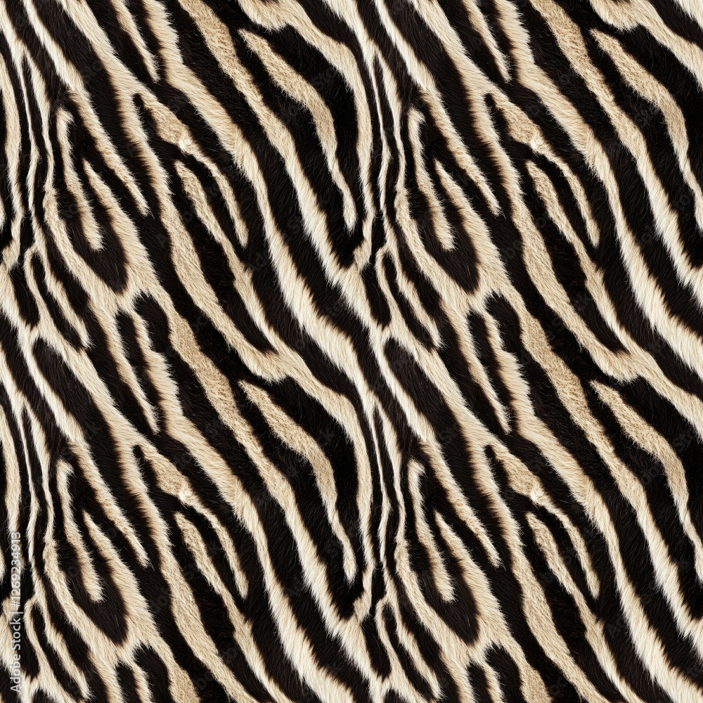 Zebra, white tiger fur, photorealistic image. Seamless pattern. Animalistic trendy print. Cover, wallpaper, packaging for the brand. Zebra, white tiger fur, photorealistic image. Seamless pattern. Animalistic trendy print. Cover, wallpaper, packaging for the brand.