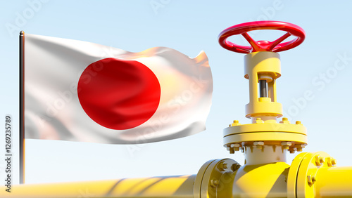 Gas pipe with Japan flag. P...