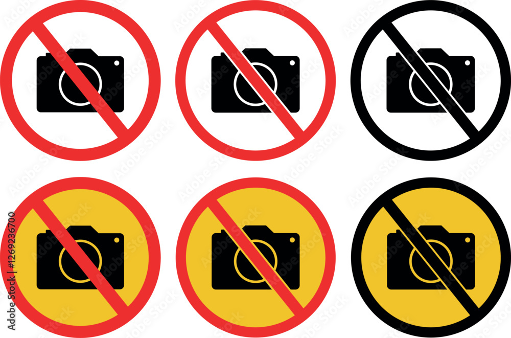 No Photography Allowed Icon – Prohibited Camera Sign Vector Illustration No Photography Allowed Icon – Prohibited Camera Sign Vector Illustration