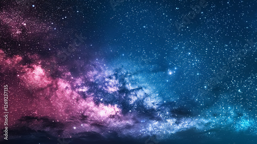 Beautiful fantasy starry night sky in blue and purple colors, featuring a galaxy and aurora, ideal for a 4K wallpaper.