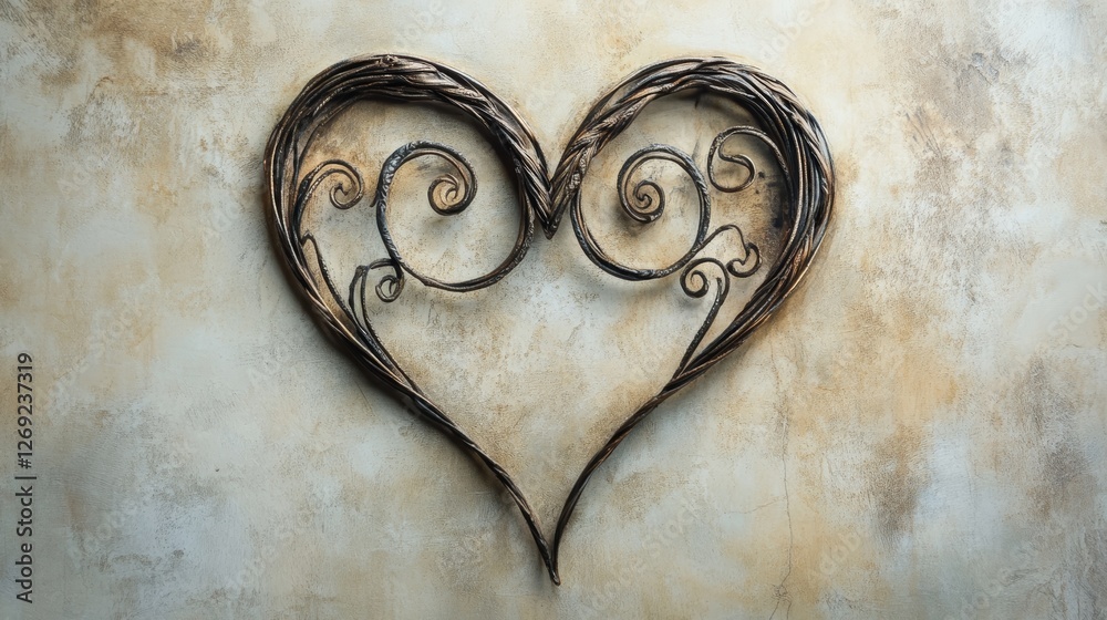 Elegant Heart Design in Flowing Metallic Swirls Elegant Heart Design in Flowing Metallic Swirls