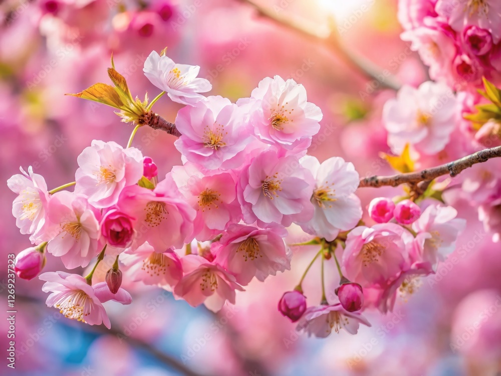 Stunning Pink Sakura Blossoms, Cherry Tree Flowers in Full Bloom, Bokeh Effect, 4K Stunning Pink Sakura Blossoms, Cherry Tree Flowers in Full Bloom, Bokeh Effect, 4K