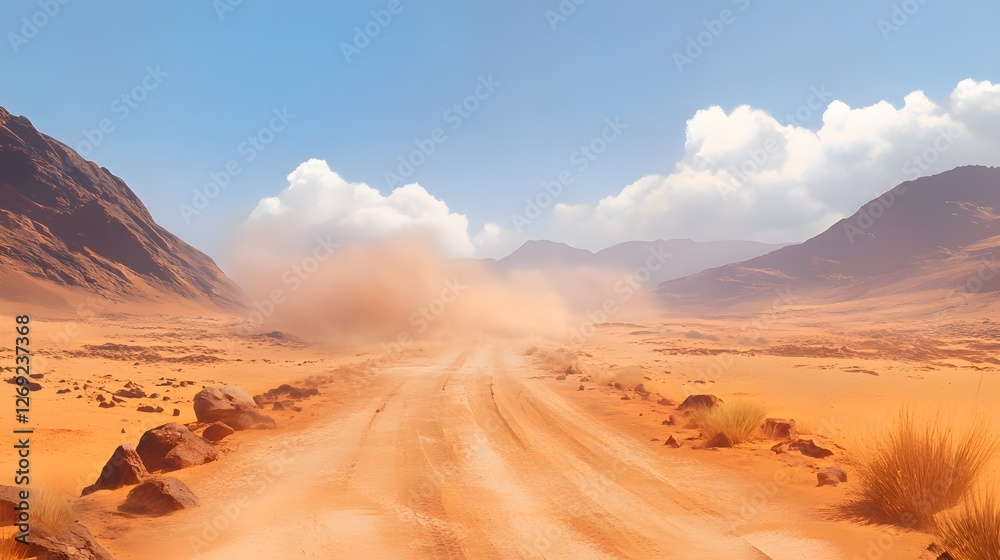 Naklejka premium Desert Adventure on a Winding Road