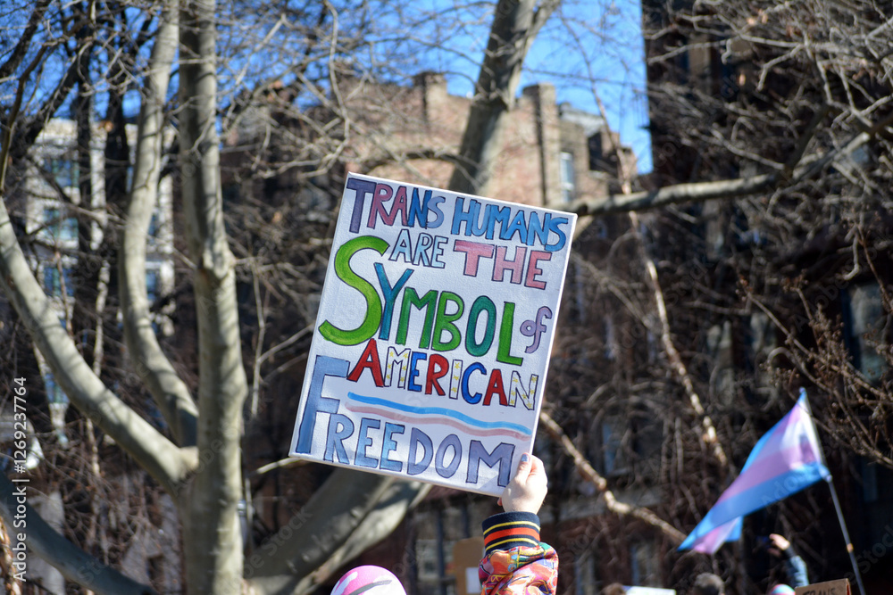 Sign at a rally for trans rights in New York City.
