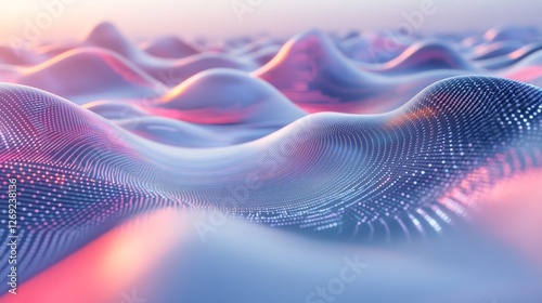 Futuristic Waves of Colorful Data Currents in an Abstract Landscape
