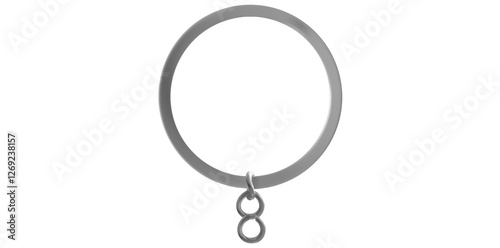 Realistic Silver Key Chain With Metal Ring Vector Illustration.	
