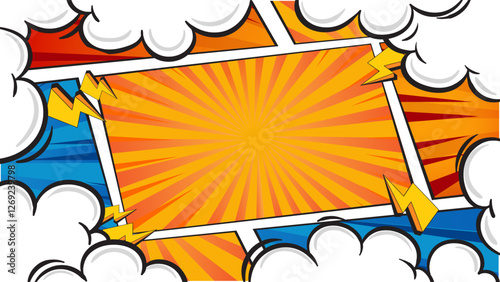 Pop art comic book cartoon magazine cover. Cute cartoon retro strip pattern. Vector halftone illustration. Vintage background for comic superhero text, speech bubble, message.