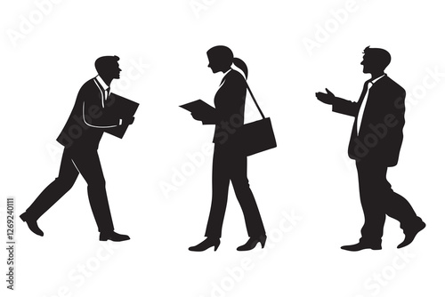 People Silhouettes of Business professionals on white background