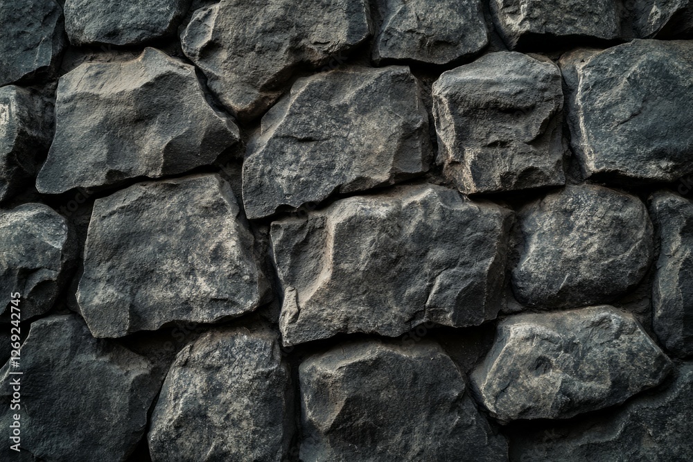 Dark stone wall pattern with uneven texture. Artificial Intelligence Dark stone wall pattern with uneven texture. Artificial Intelligence