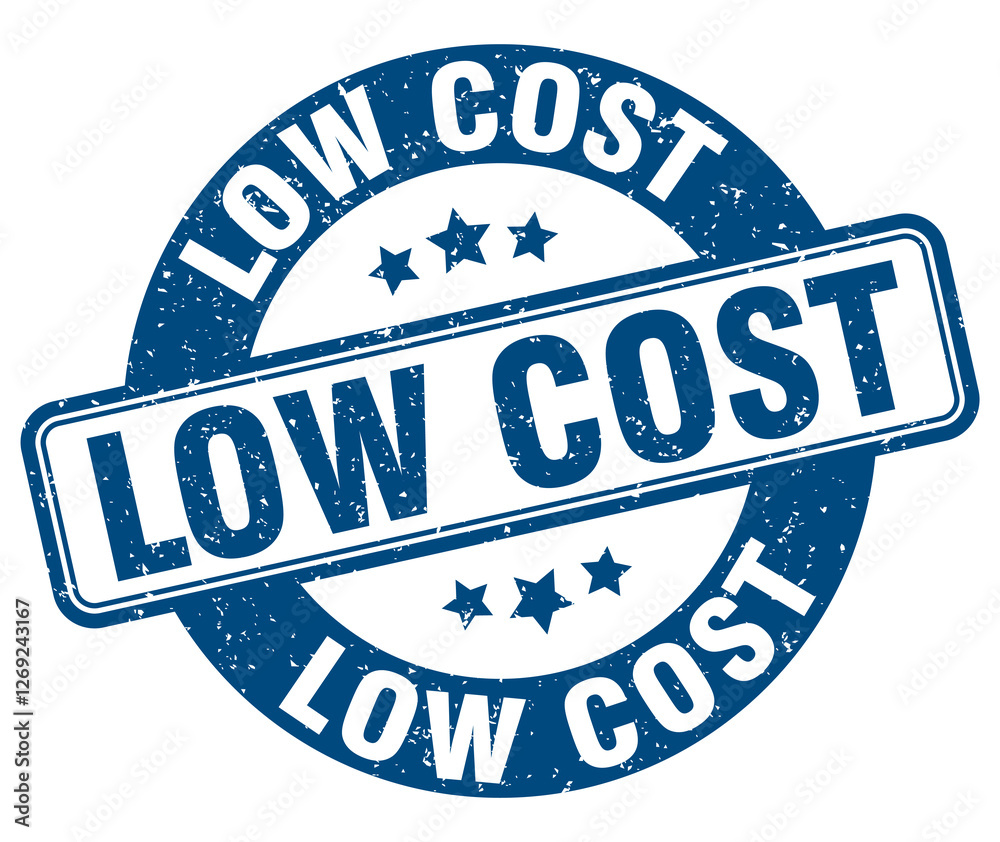 low cost stamp. low cost label. round grunge sign