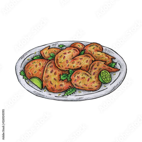 Adobe Illustrator Artwork Hand drawn Korean Chicken Wings vector illustration design