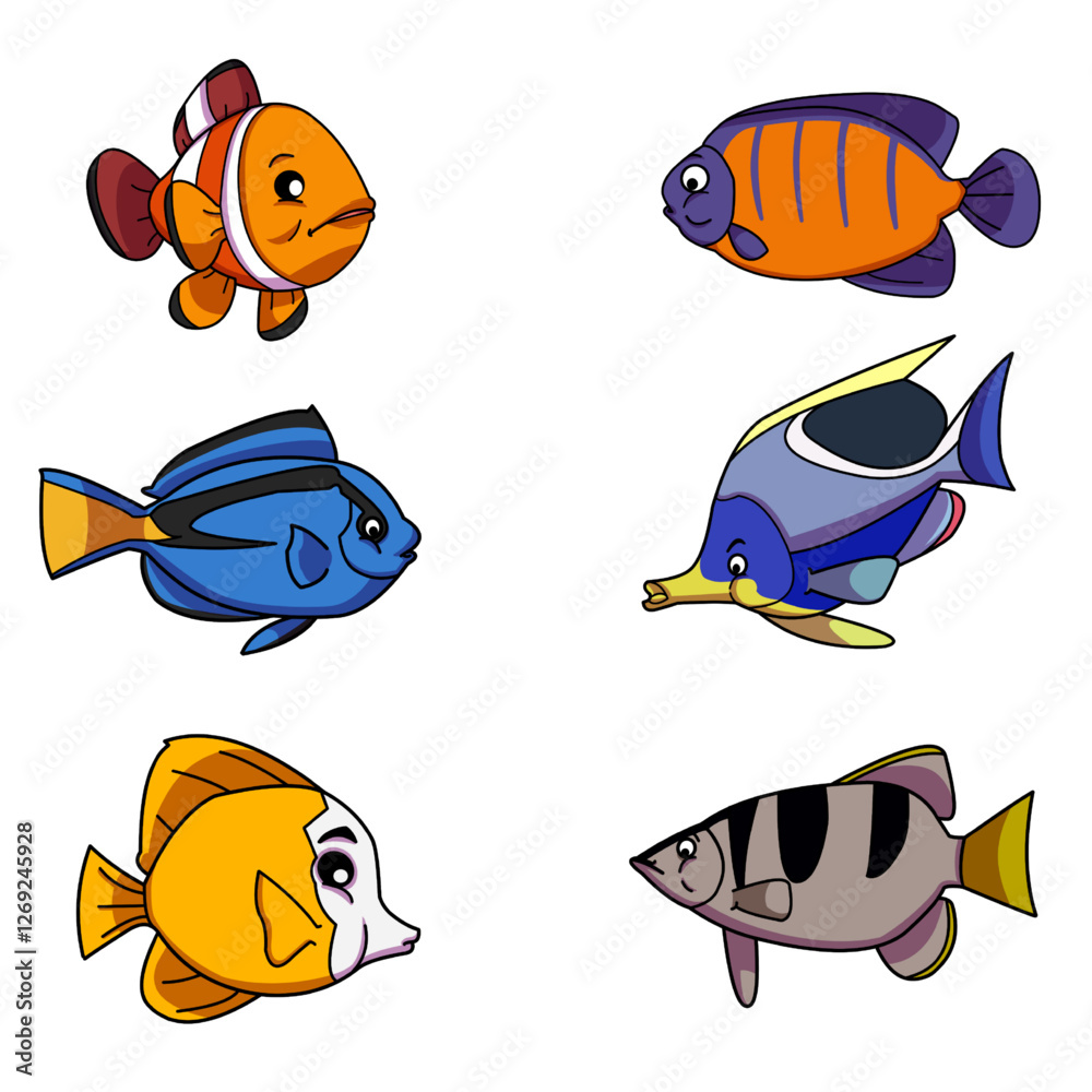 Fototapeta premium vector illustration of fish and fishes