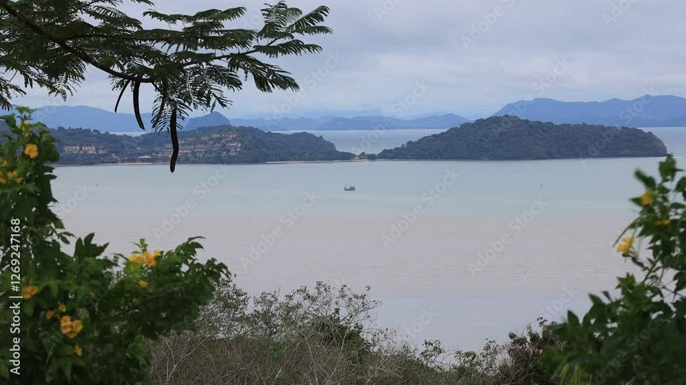 High angle nature video background with sea view, mountains, cool wind atmosphere while traveling to see the beauty of nature, Phuket tourist attractions High angle nature video background with sea view, mountains, cool wind atmosphere while traveling to see the beauty of nature, Phuket tourist attractions