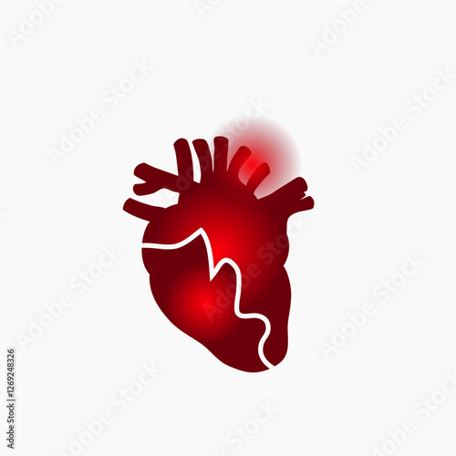 Unhealthy human realistic heart vector heart attack disease pain concept 