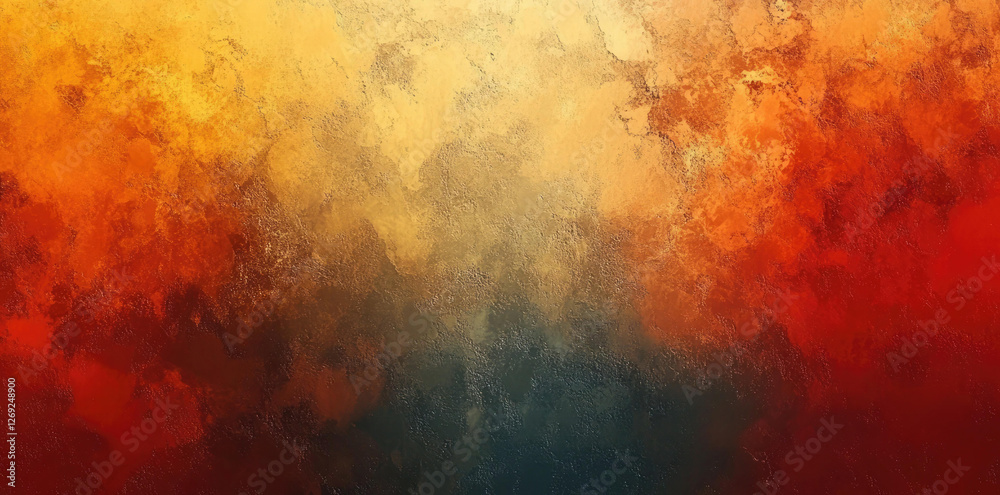 Fototapeta premium Abstract fiery sunset landscape with textured gold orange and red hues