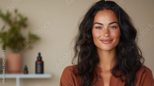 professional photograph of a woman with medium skin tone and long hair photo